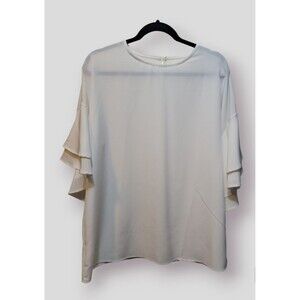 White Flounce Sleeve Dress Top